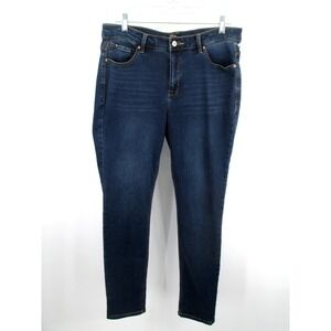 Curve Appeal Essential Skinny Jeans Women 14 Blue Dark Wash Tummy Control Slim